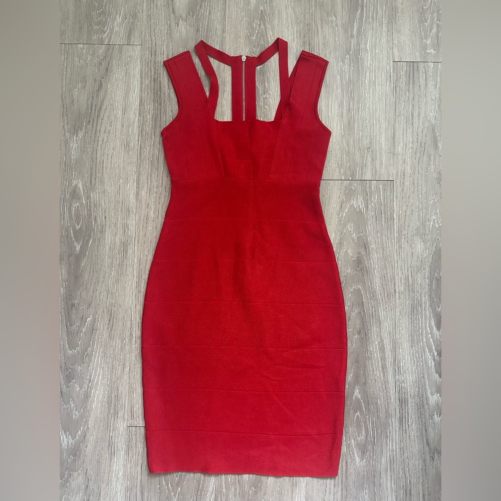 Armani Exchange Scarlet Cutout Strap Bodycon Mini Dress